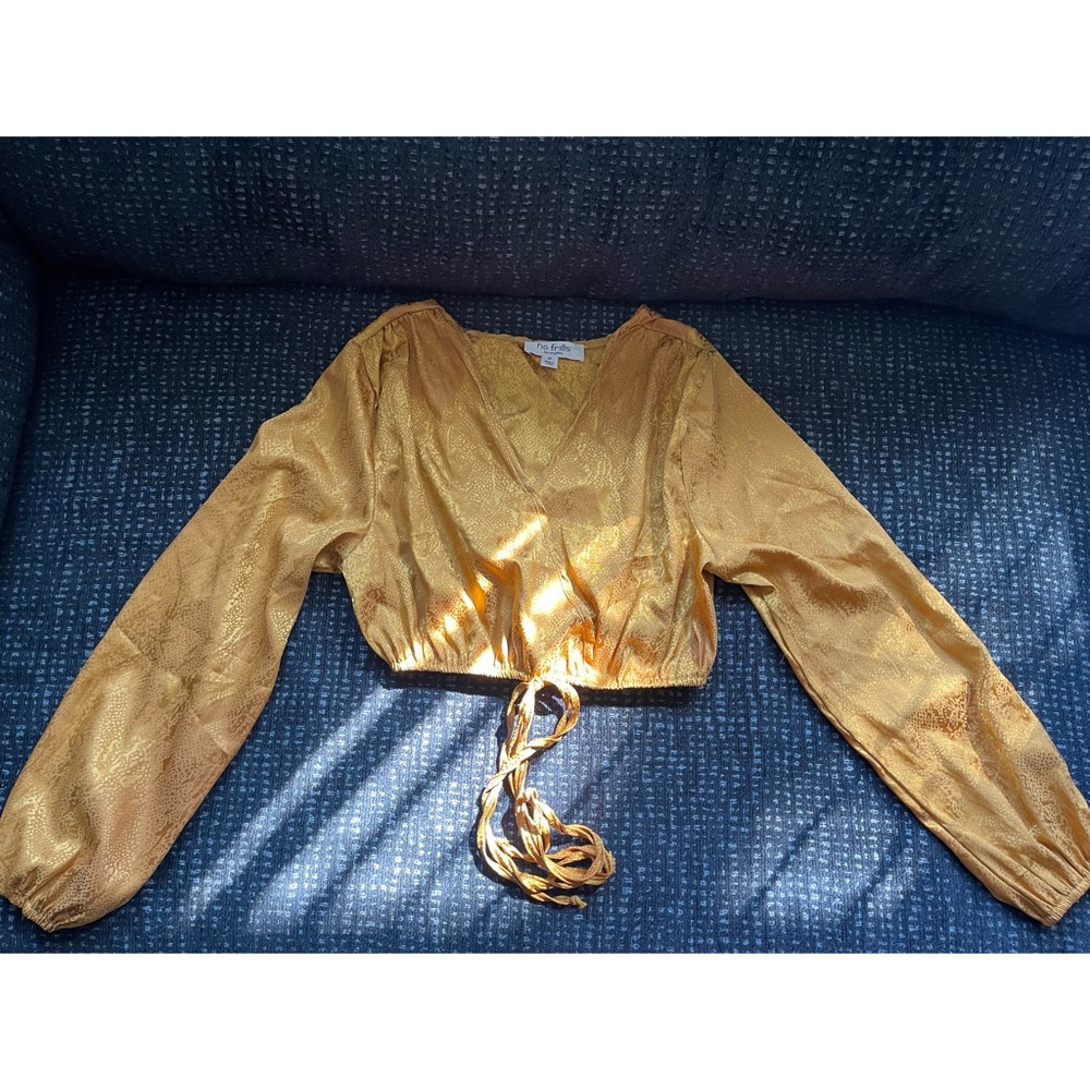 Gold long sleeve crop top (snake print)
